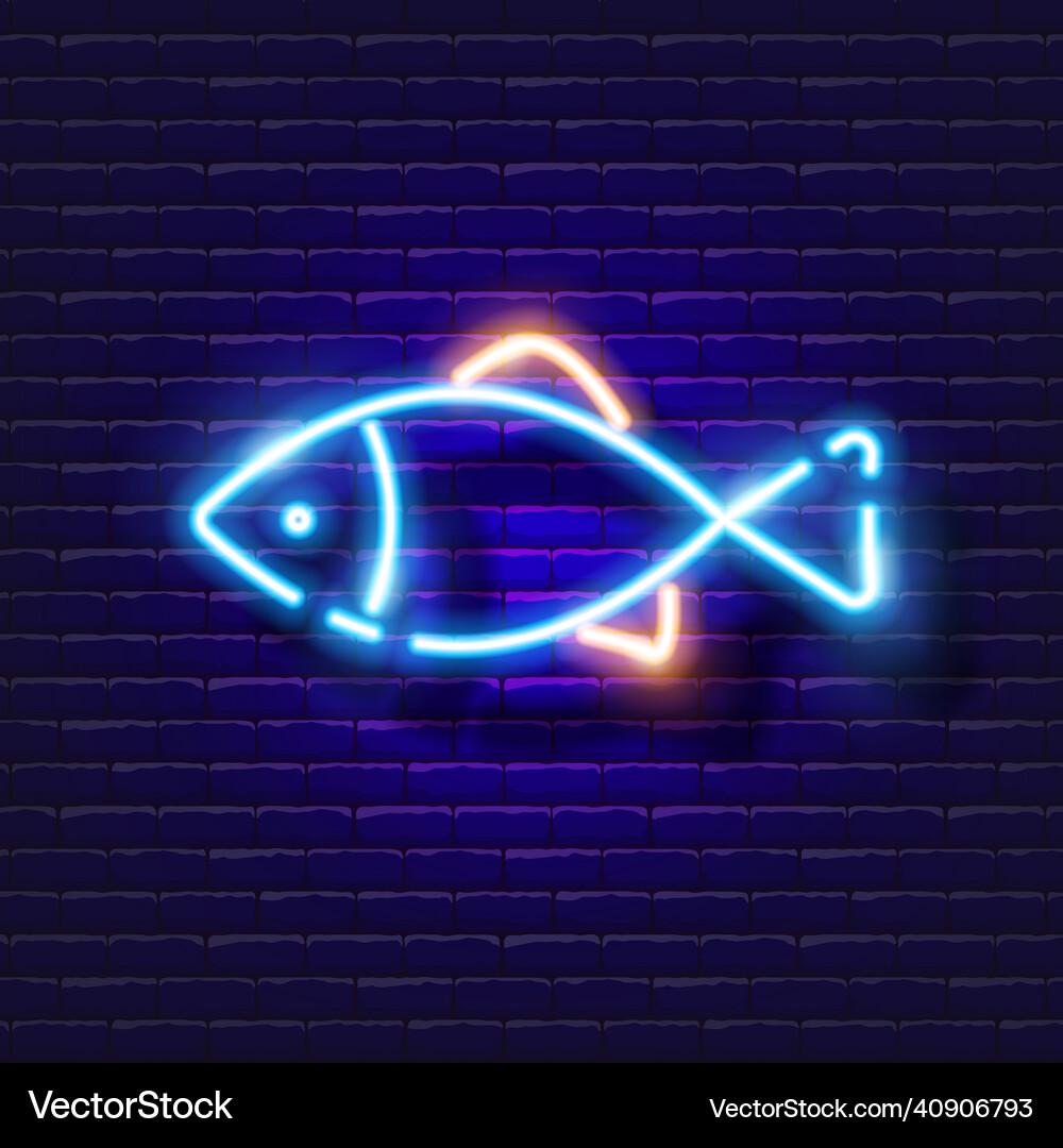 Neon Aquarium Fish Icon Royalty Free Vector Image