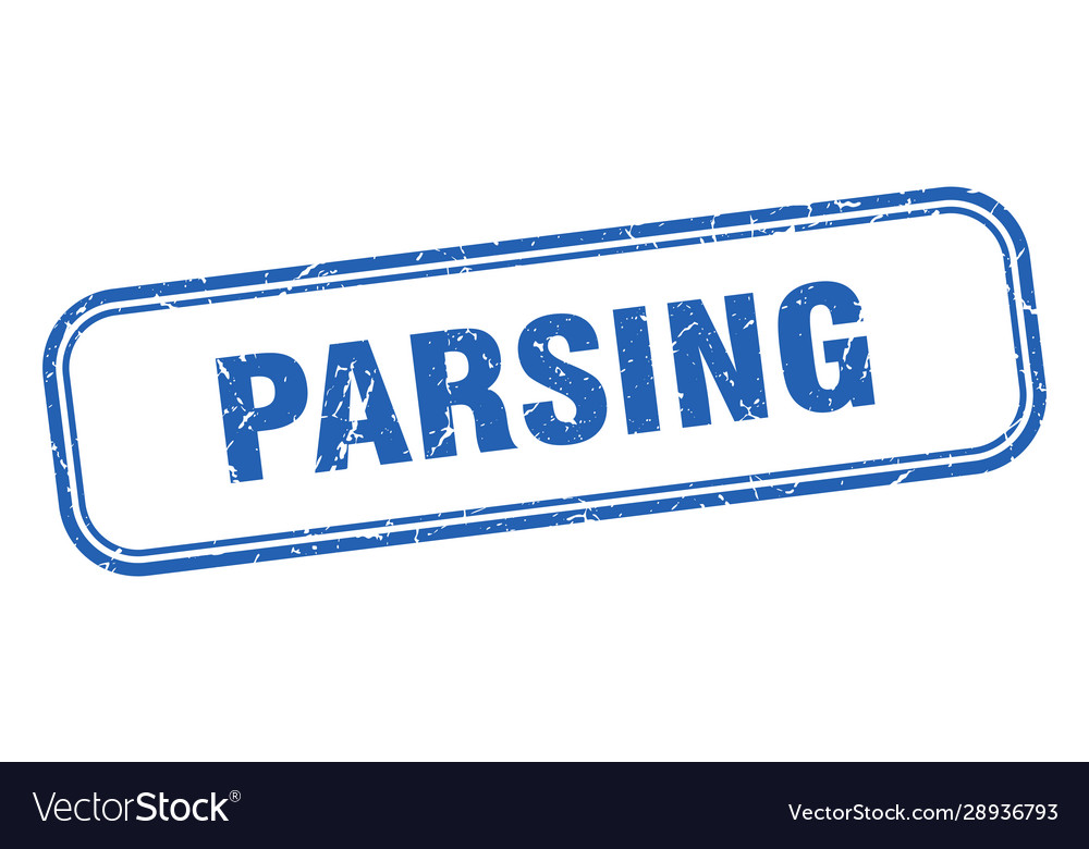 Parsing stamp square grunge blue sign