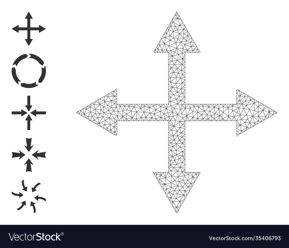 Polygonal network expand arrows icon with simple vector image Polygonal network expand arrows icon with simple