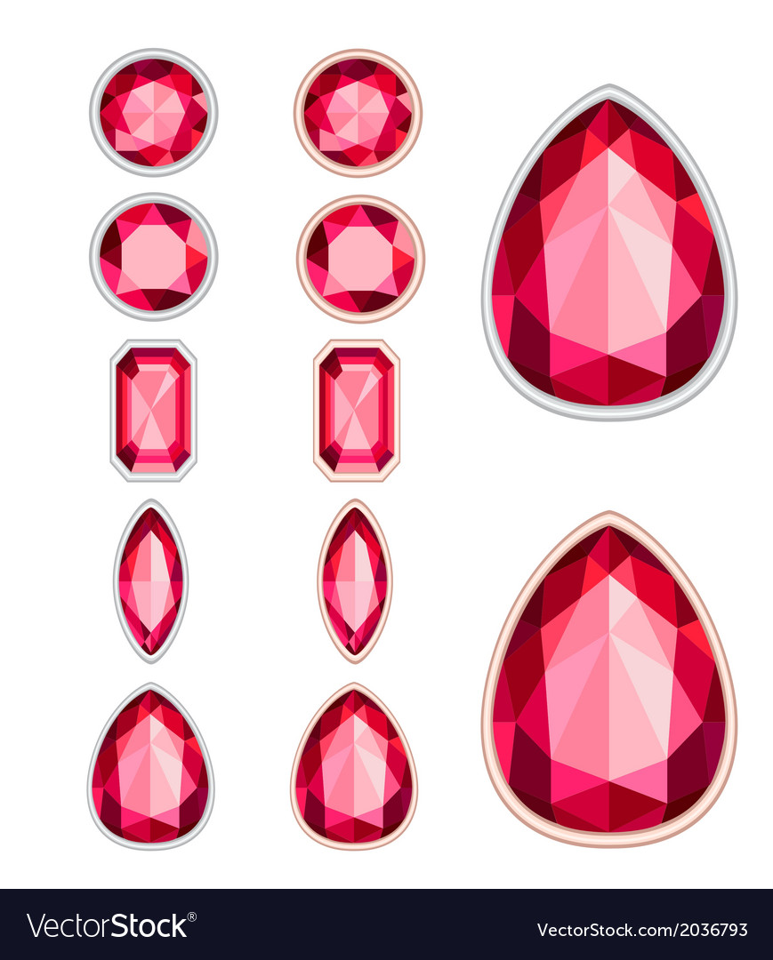 Ruby Gemstone Set - Cut and Frames
