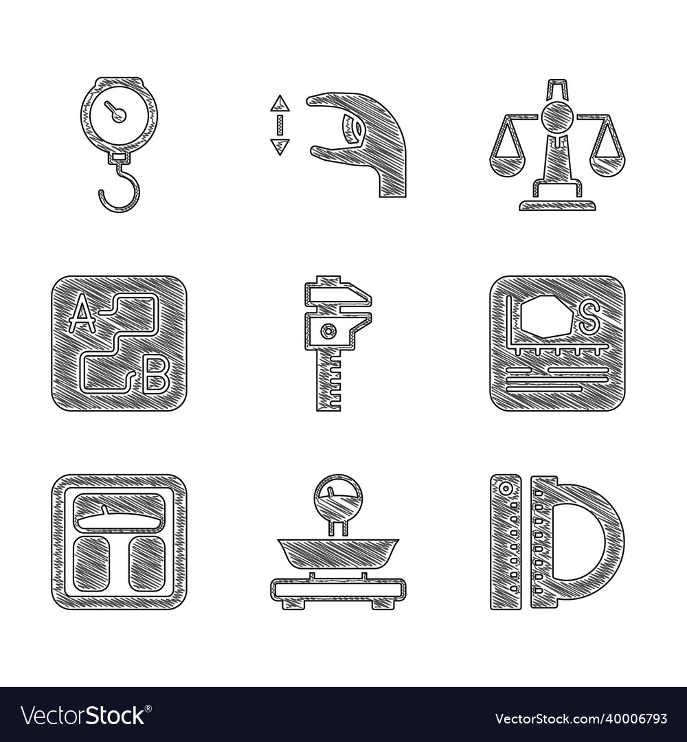 Set calliper or caliper and scale scales Vector Image