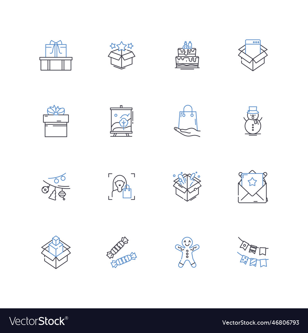 Trinkets line icons collection baubles souvenirs
