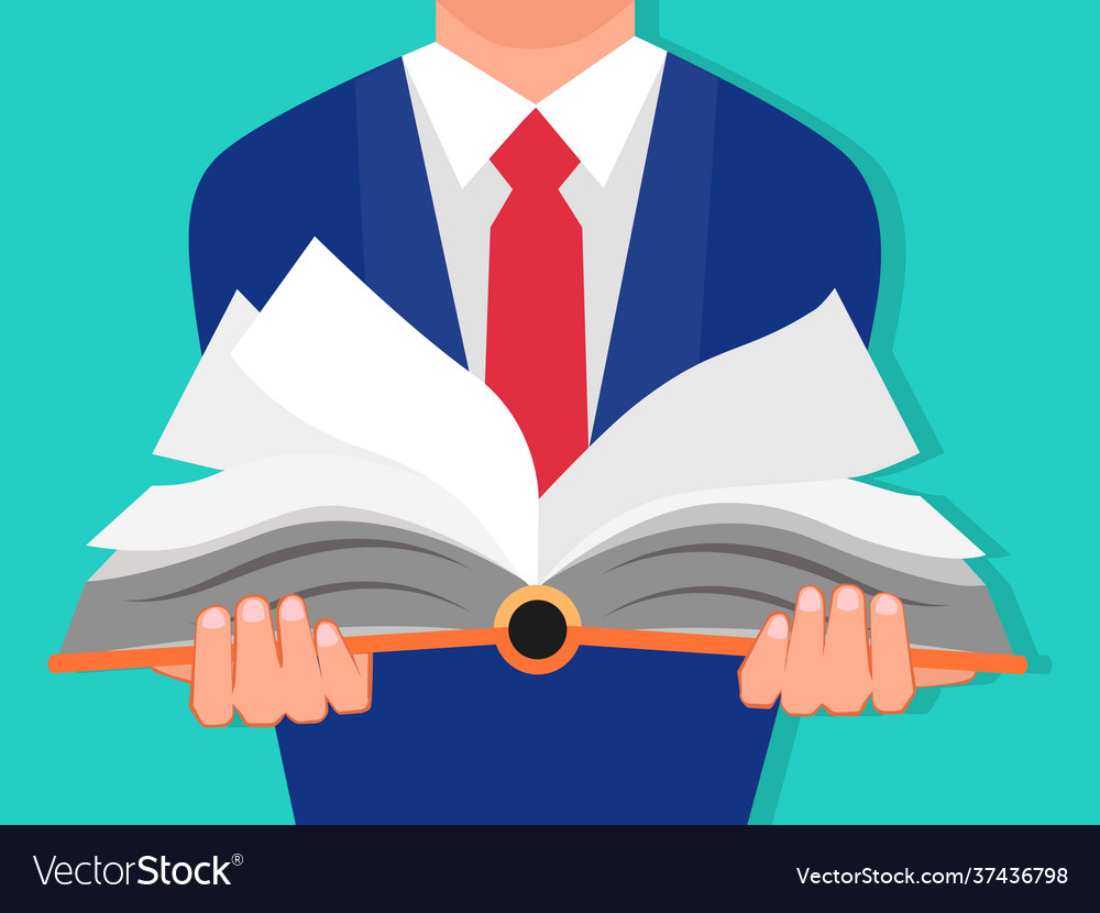 A businessman holding book isolated