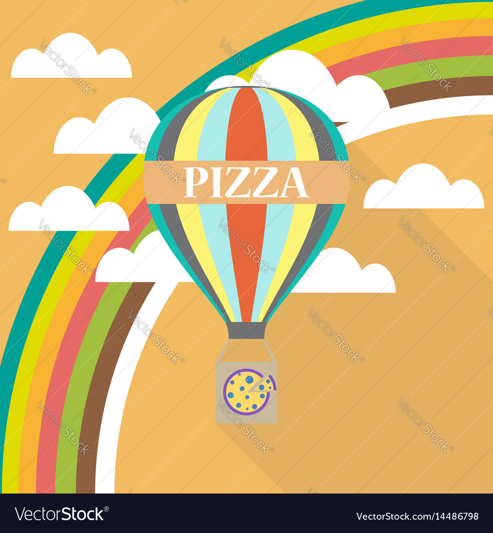 air balloon pizza delivery flat design royalty free vector