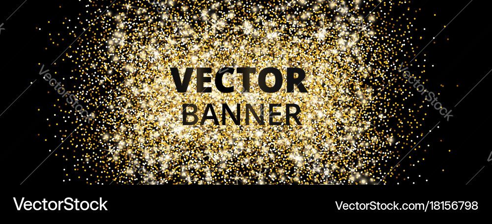 Banner With Golden Glitter Explosion Sparkles On Vector Image