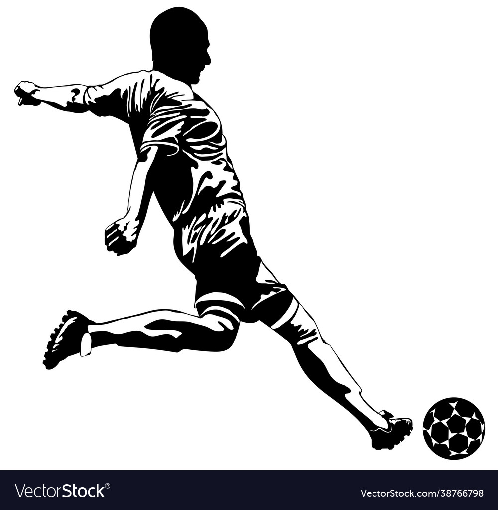 soccer player kicking vector