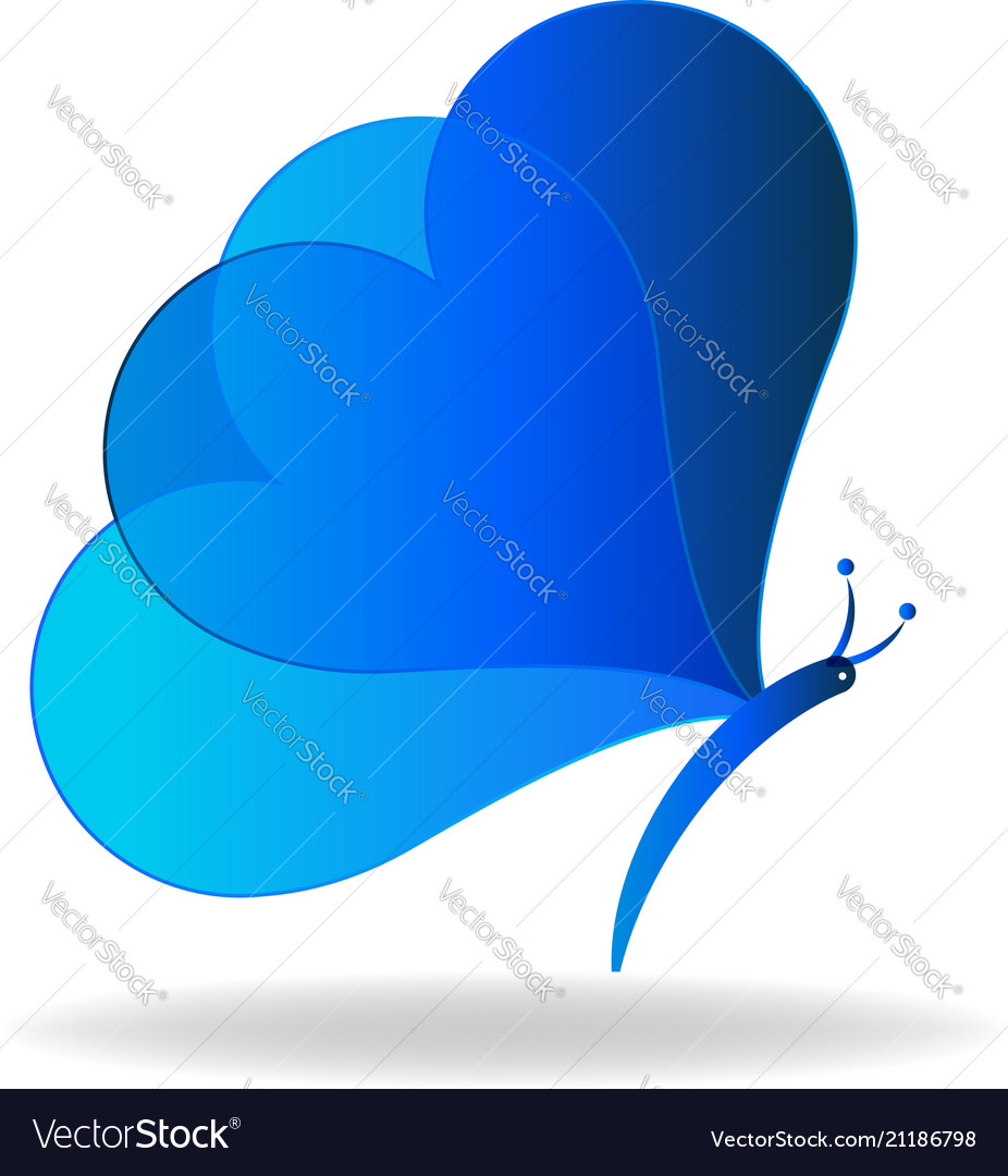 Blue heart butterfly icon Royalty Free Vector Image