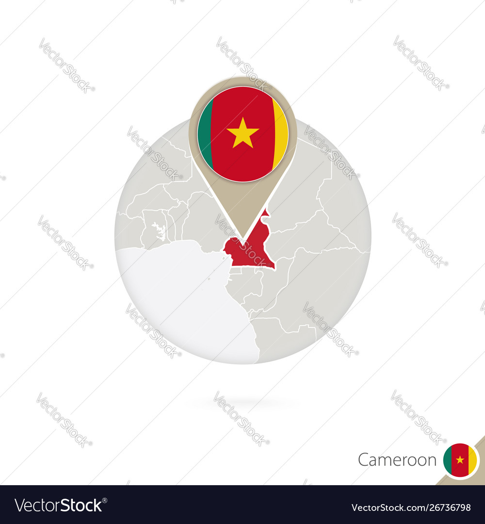 Cameroon map and flag in circle vector image Cameroon map and flag in circle