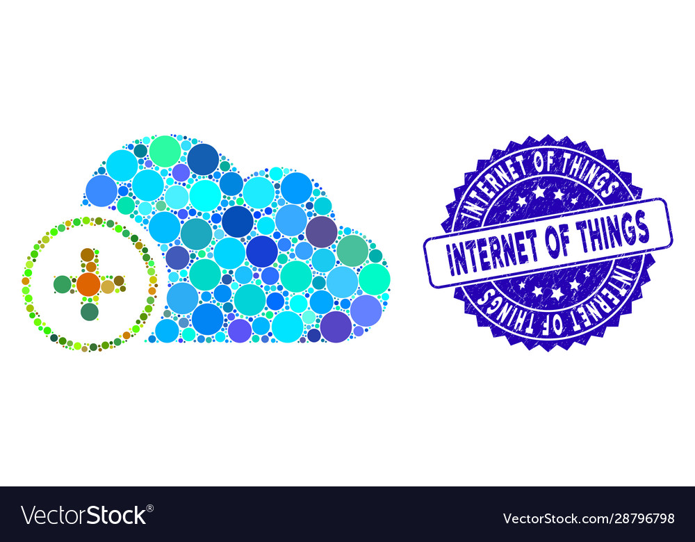 Collage add cloud icon with textured internet vector image Collage add cloud icon with textured internet