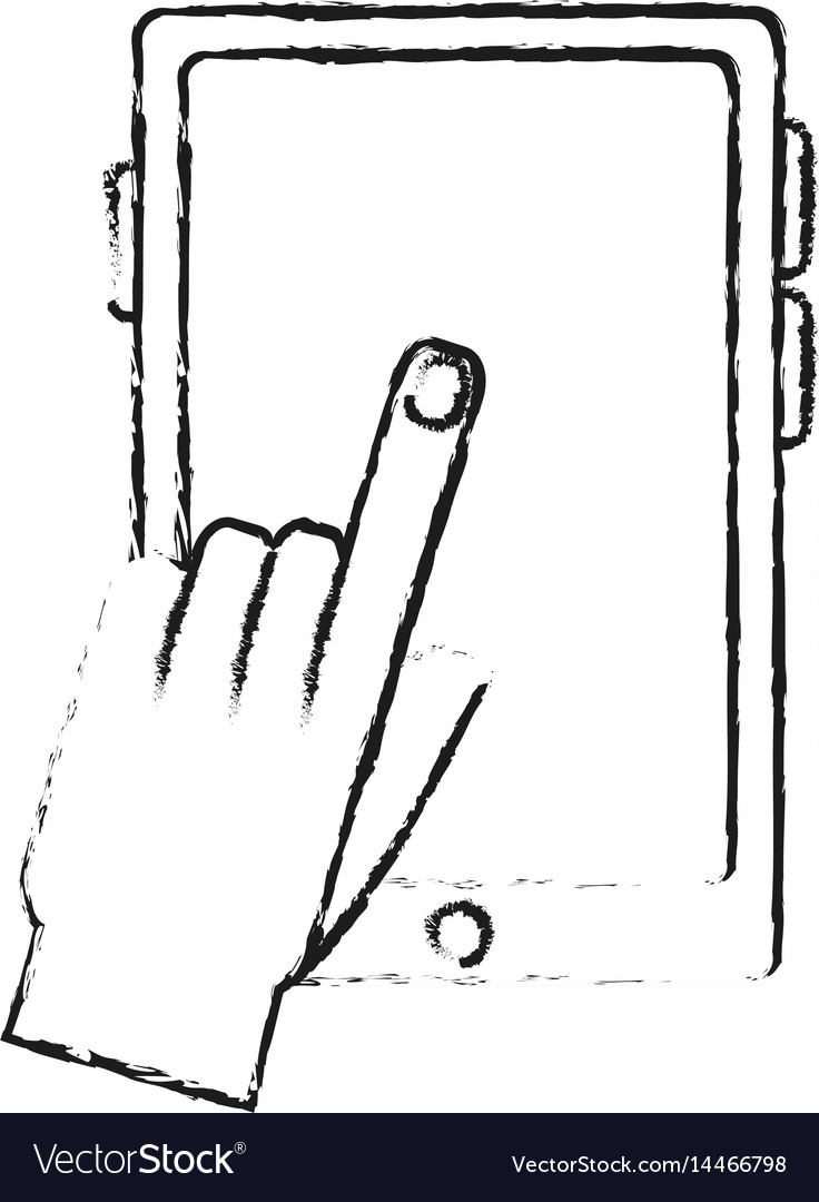 Hand tippen modernes Handy mit leerem Bildschirm