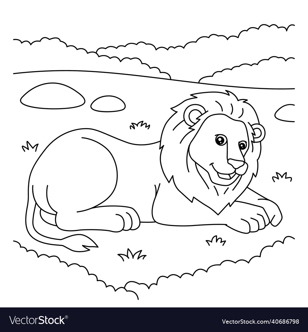 Lion coloring page for kids Royalty Free Vector Image