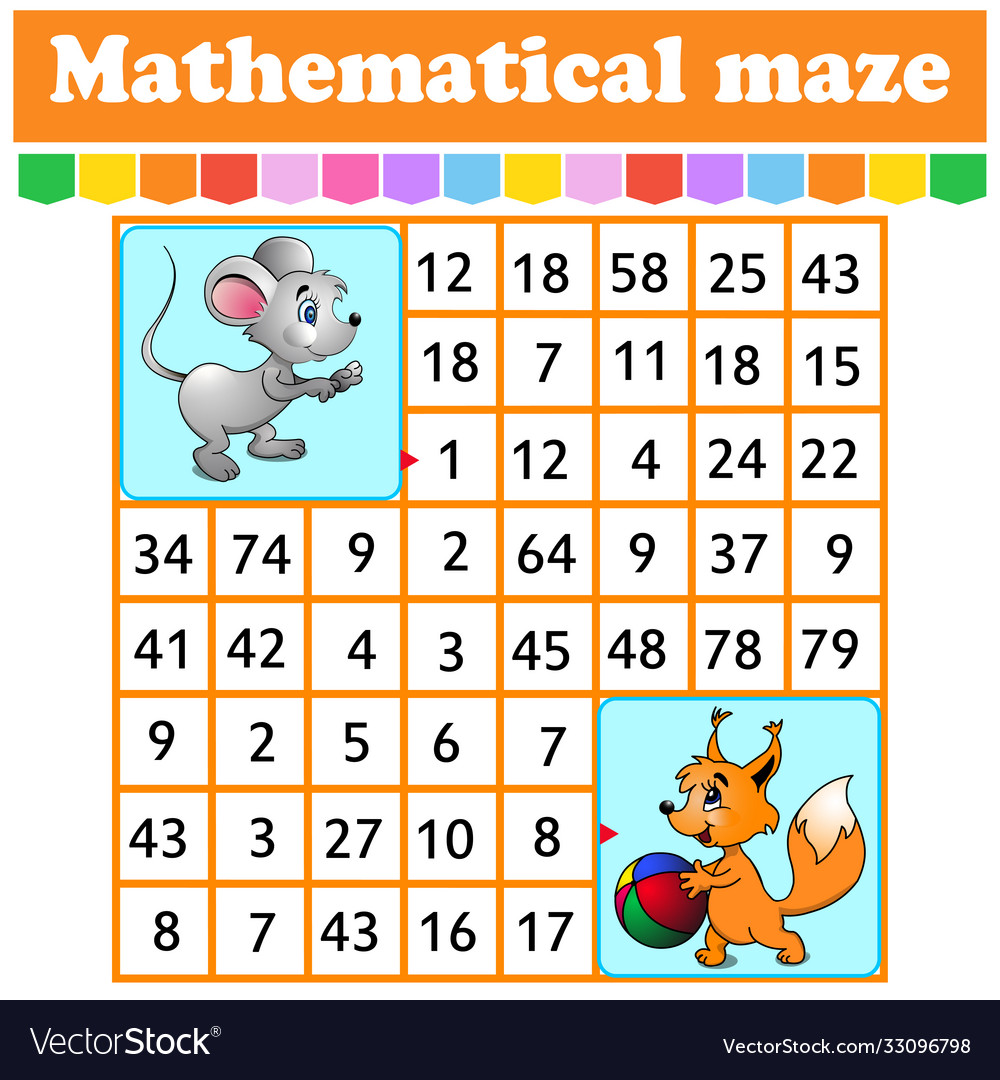 Mathematical rectangle maze mouse and squirrel