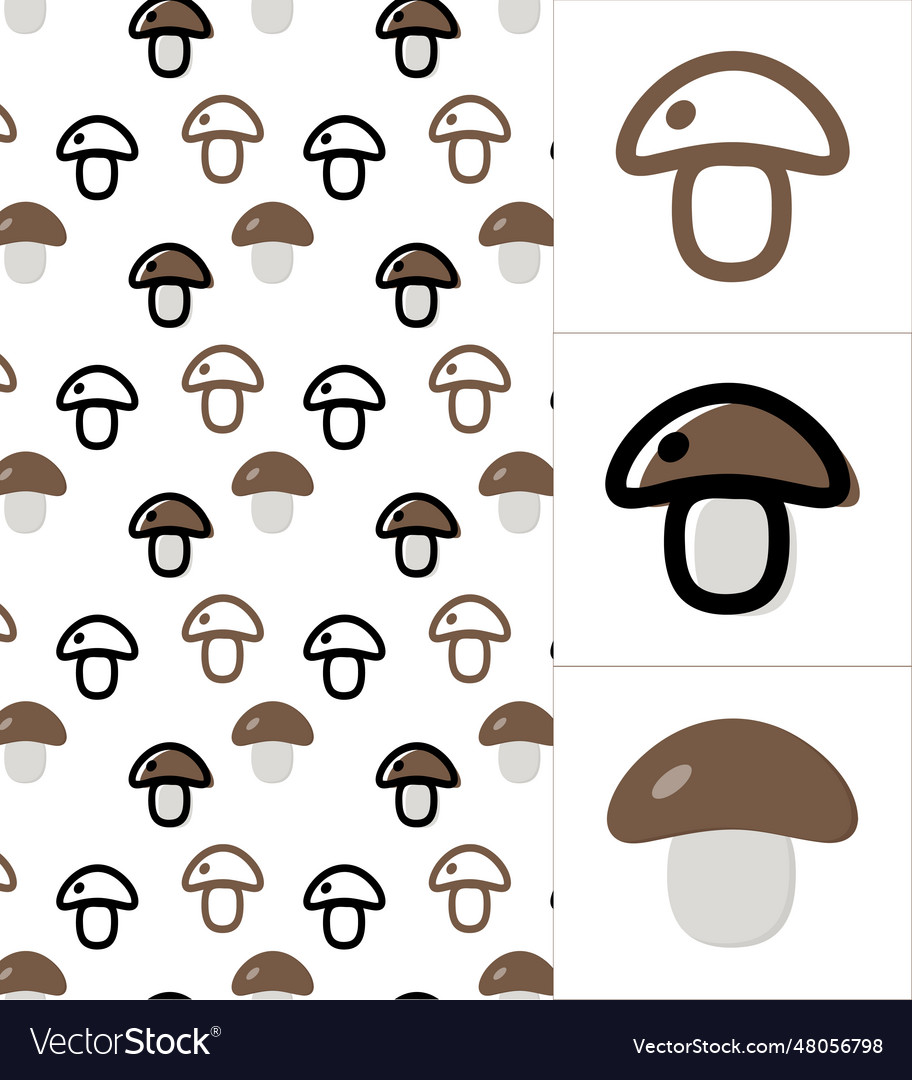 Mushroomlinear and flat iconpattern