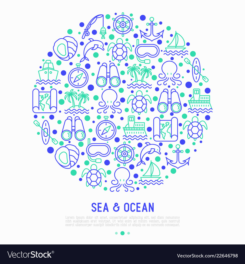 Sea and ocean journey concept in circle