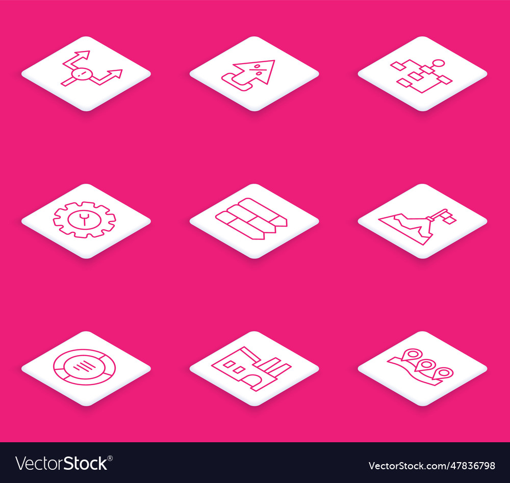 Set line arrow percent up hierarchy vector image Set line arrow percent up hierarchy