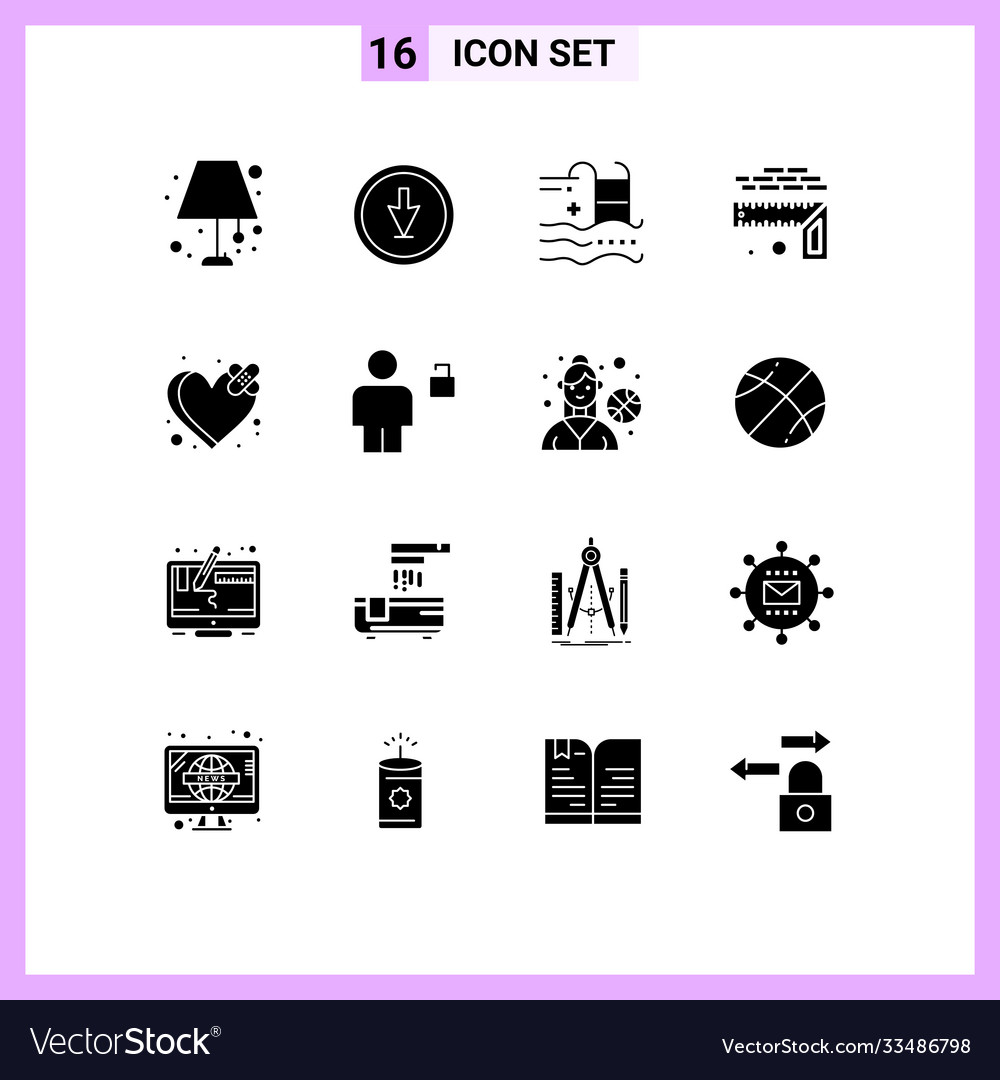 Universal icon symbols group 16 modern solid