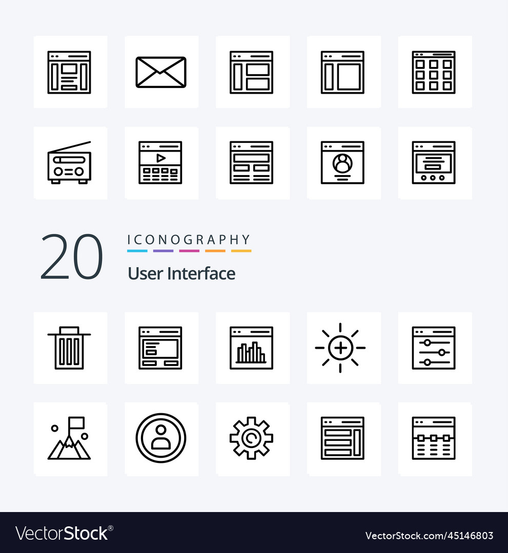 20 user interface line icon pack like ui