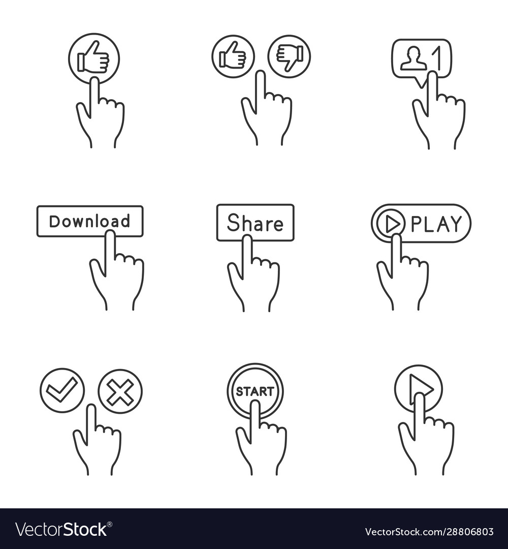 App buttons linear icons set vector image App buttons linear icons set