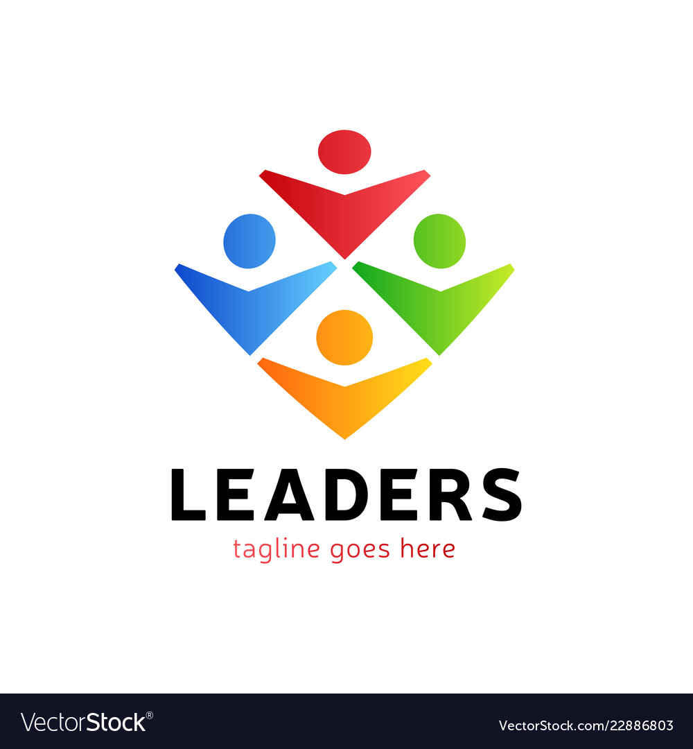 Four human group with leader or boss icon logo Vector Image