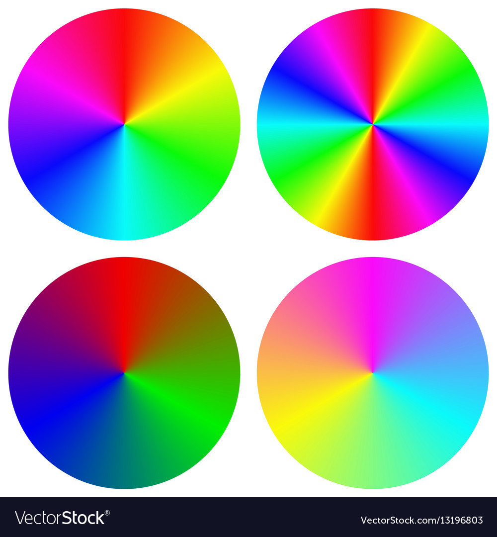 Isolated gradient rainbow circle design set