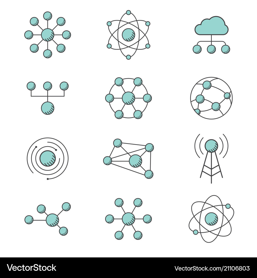 Molecule model line set structure molecules Vector Image