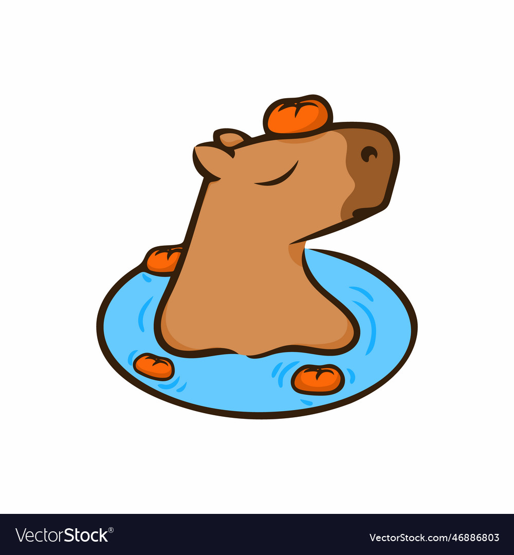 Relaxing capybara with tangerines vector image Relaxing capybara with tangerines