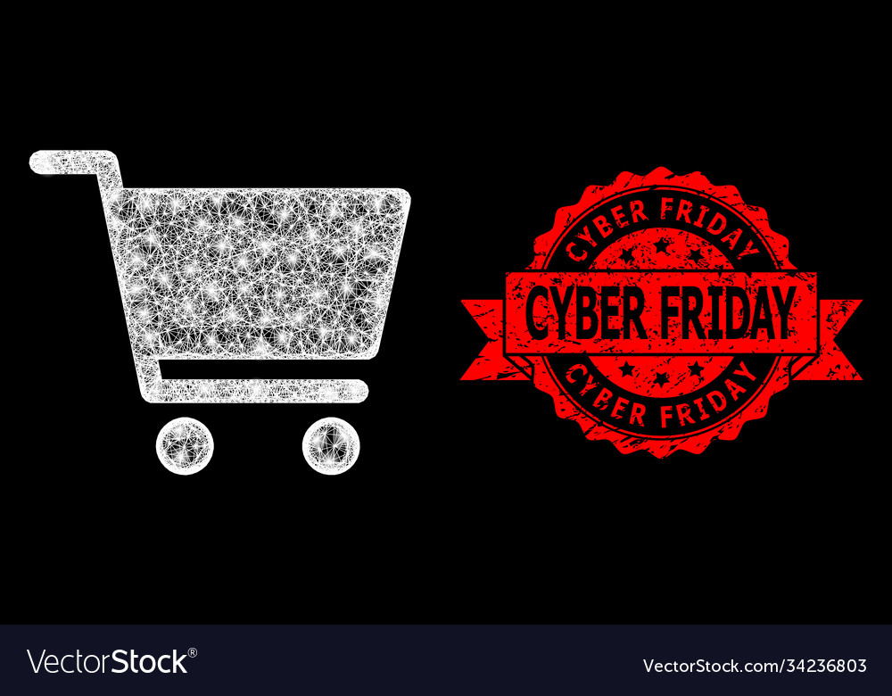 Rubber cyber friday stamp and bright polygonal net