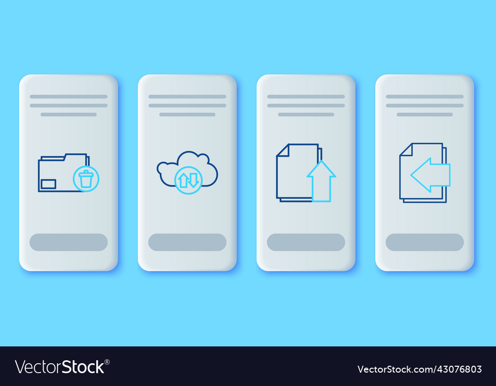 Set line cloud download and upload file vector image Set line cloud download and upload file