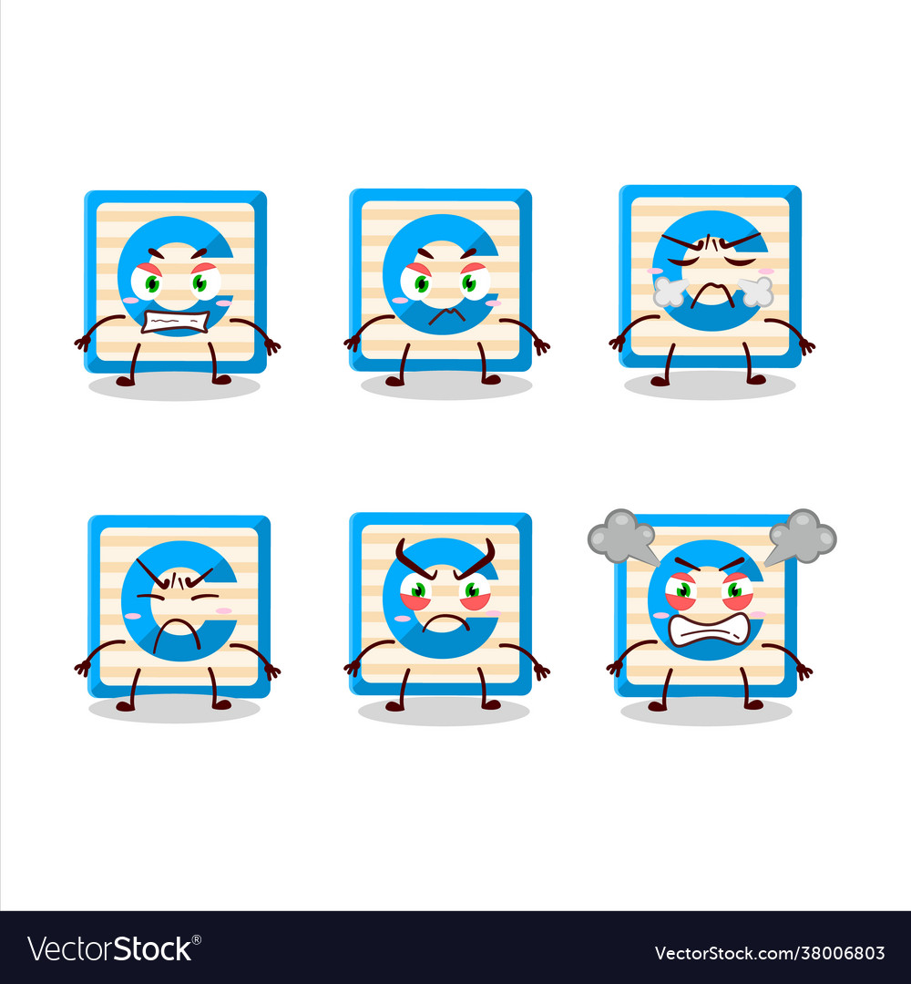 Toy block c cartoon character with various angry Vector Image Toy block c cartoon character with various angry