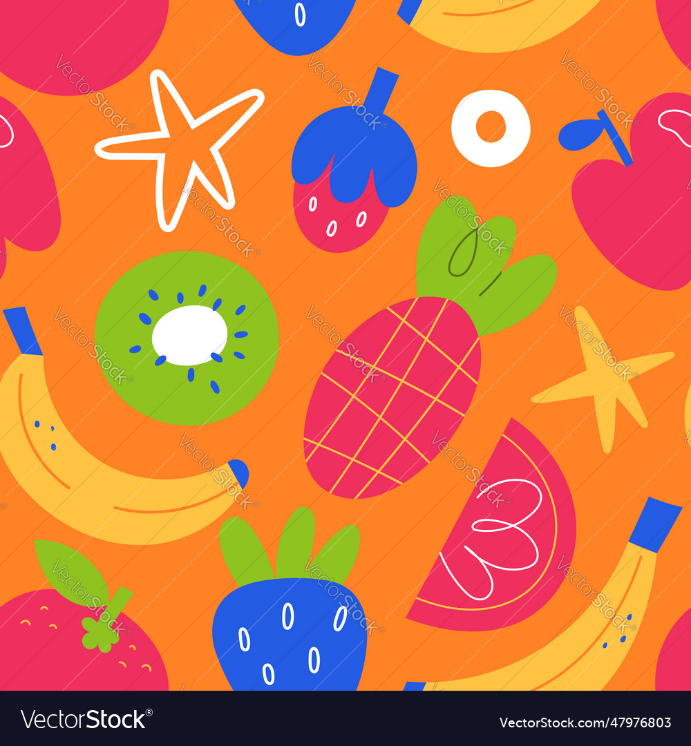 Tropical fruit print bright bold background