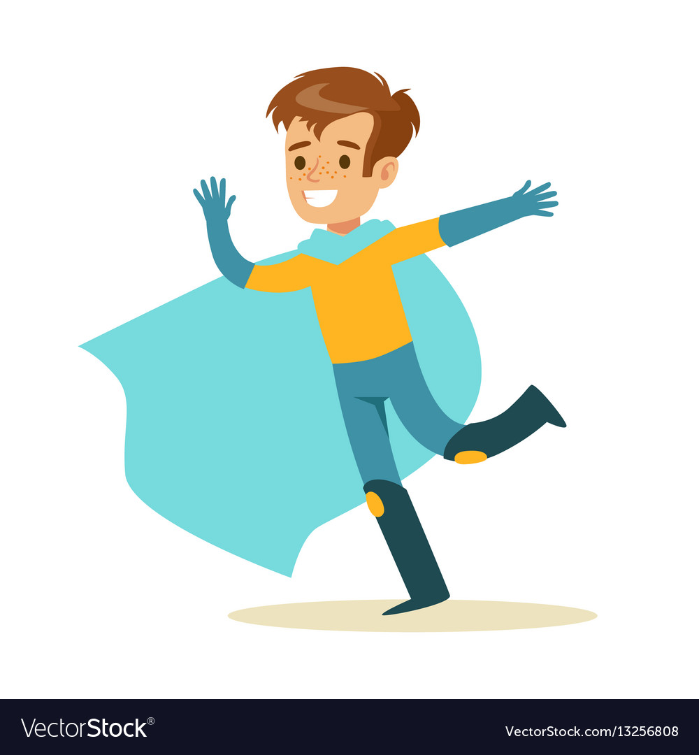 Boy pretending to have super powers dressed Vector Image