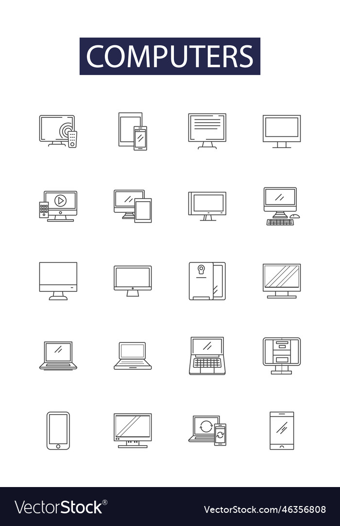 Computers line icons and signs software