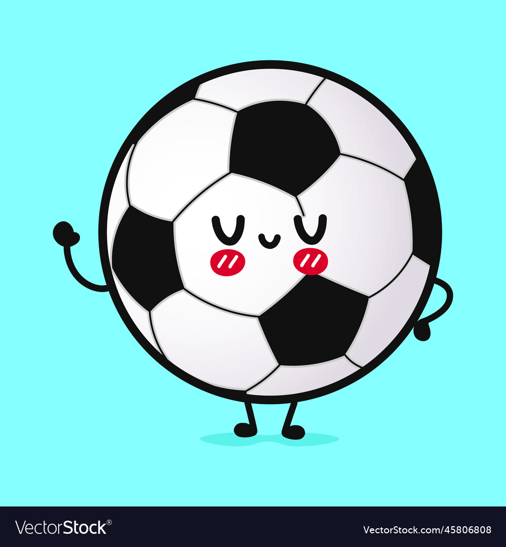 Cute funny soccer ball waving hand