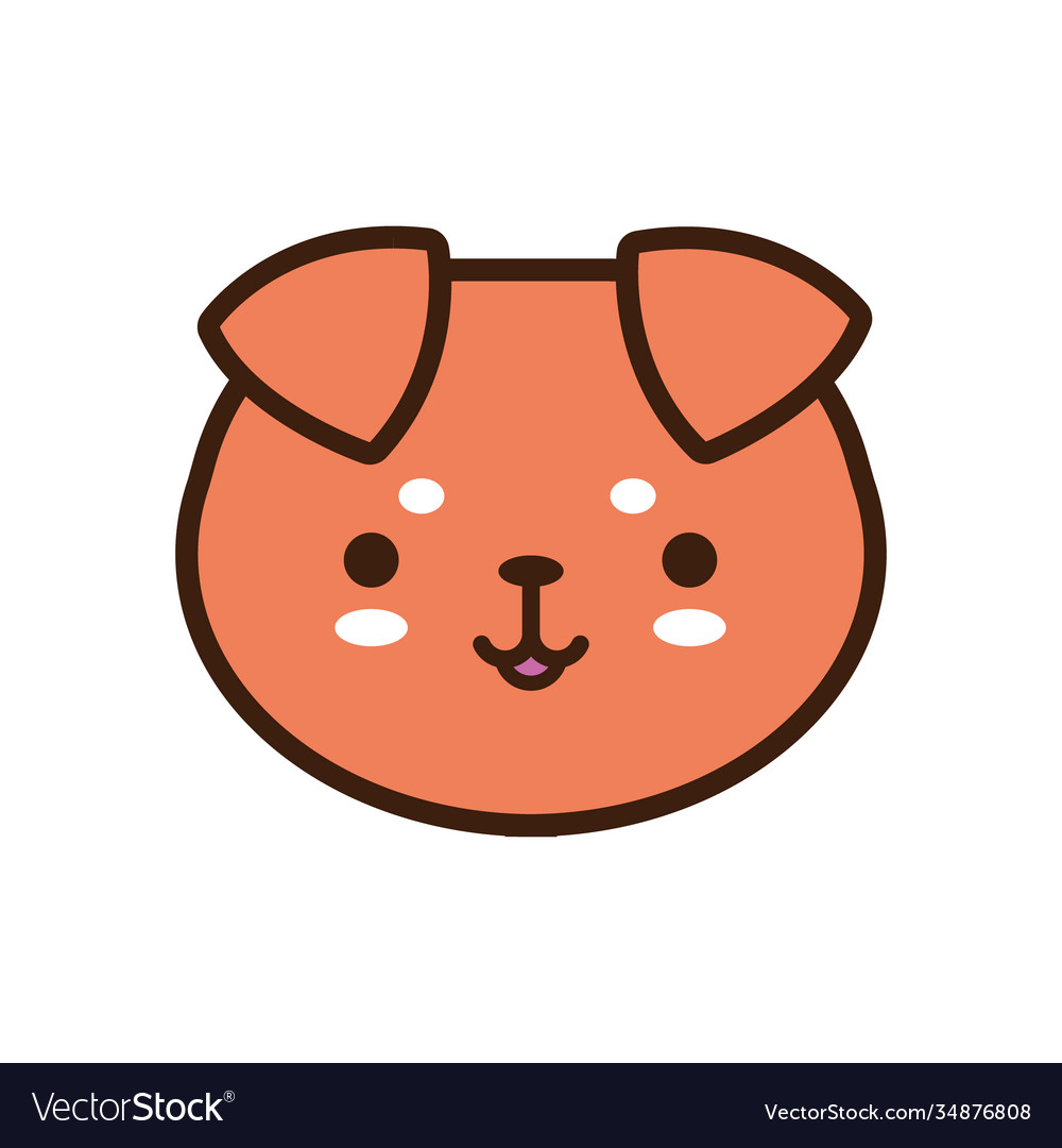 Cute little dog kawaii animal line and fill style Vector Image