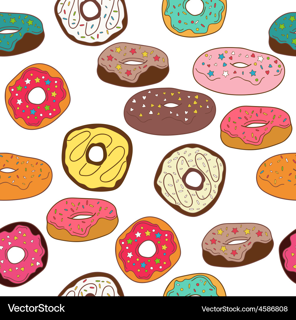 Donuts seamless pattern background Royalty Free Vector Image