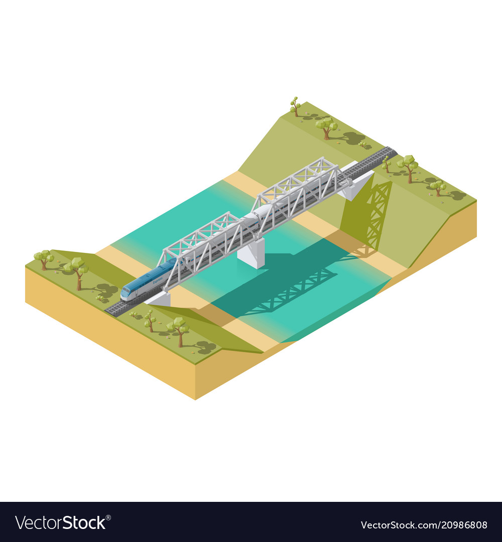 Element Infographic Passenger Train Traveling Over