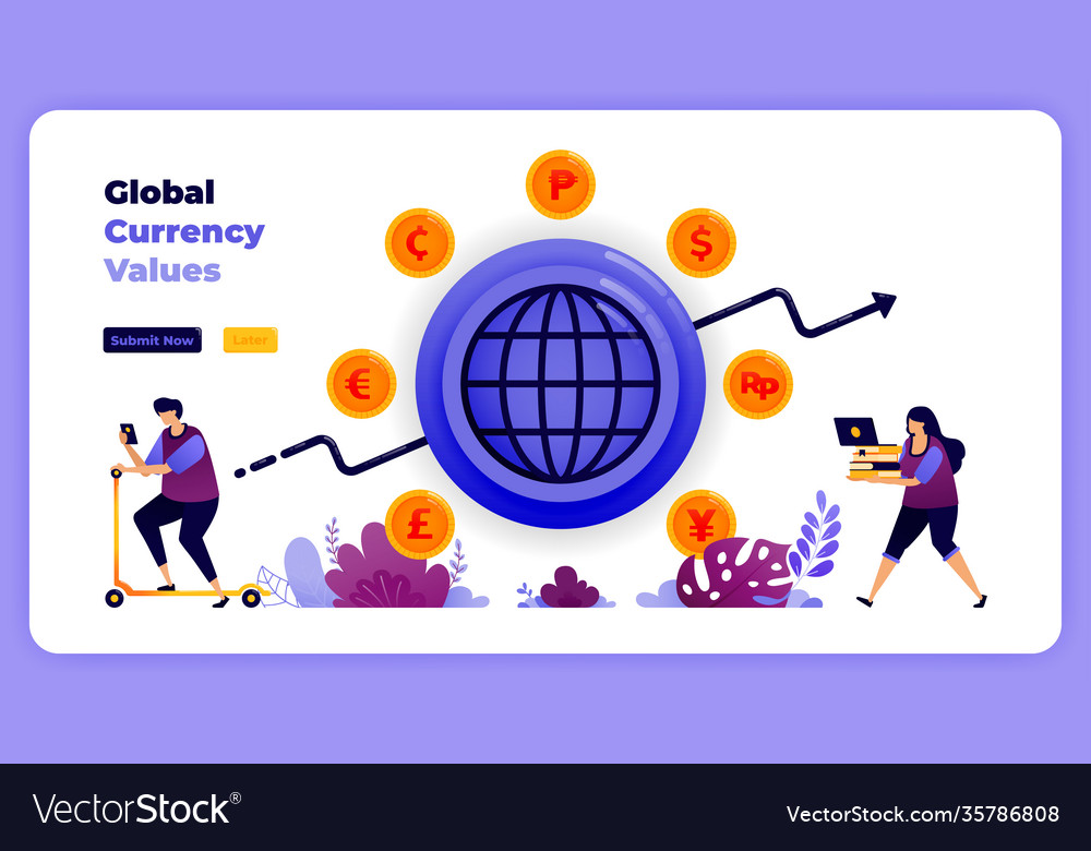 Global currency transactions exchanges in banking vector image Global currency transactions exchanges in banking