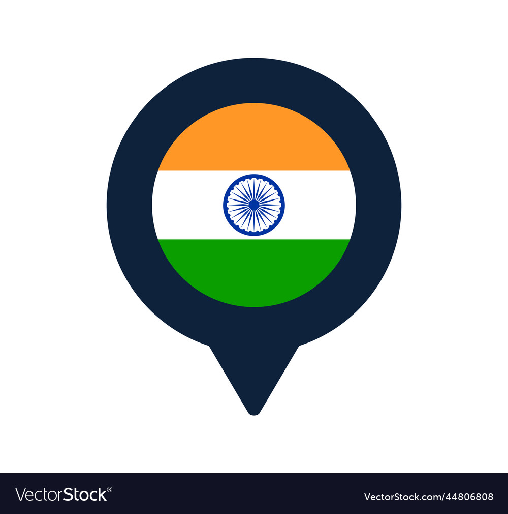 India flag and map pointer icon national