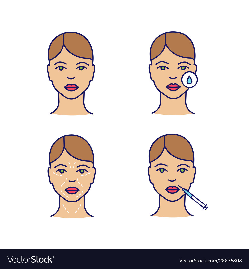 Neurotoxin injection color icons set vector image Neurotoxin injection color icons set