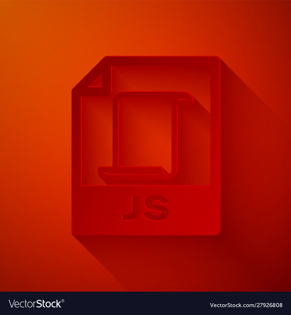 Paper cut js file document download button Vector Image Paper cut js file document download button