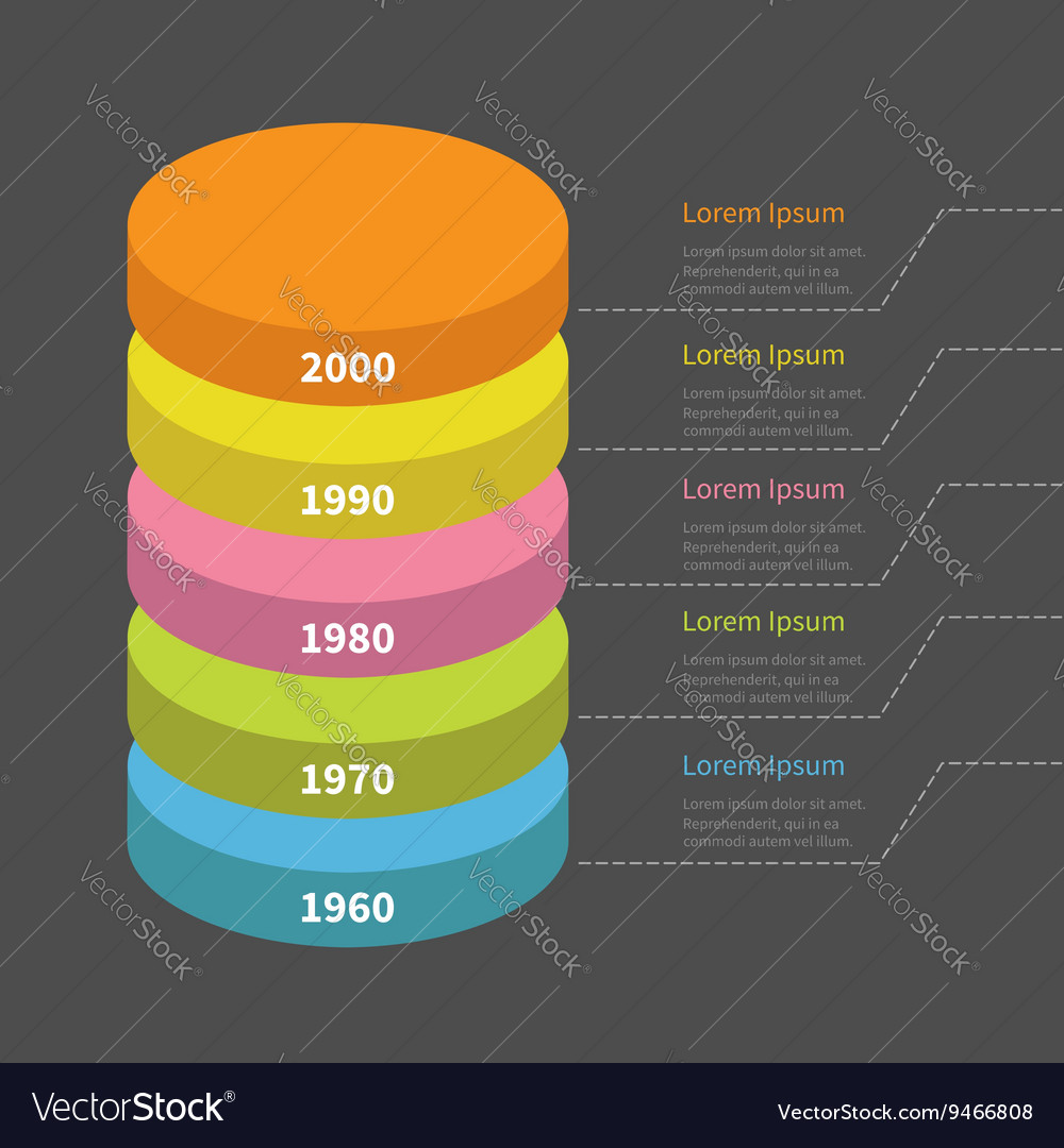 Timeline vertical round colorful segment stack