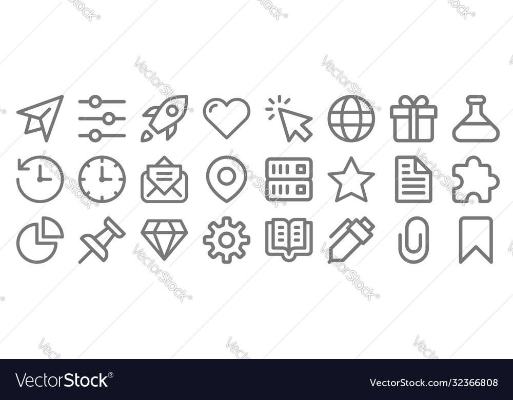 User interface line icons linear set quality vector image User interface line icons linear set quality