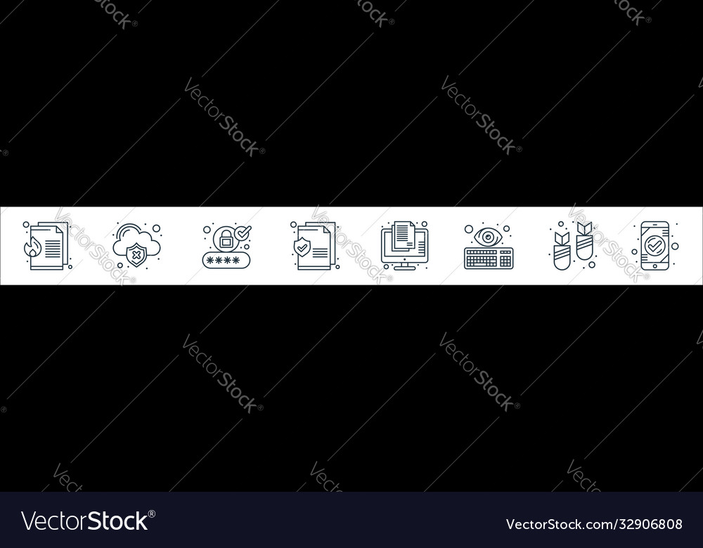 Web security line icons linear set quality