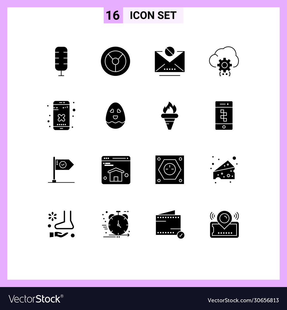 16 universal solid glyphs set for web and mobile