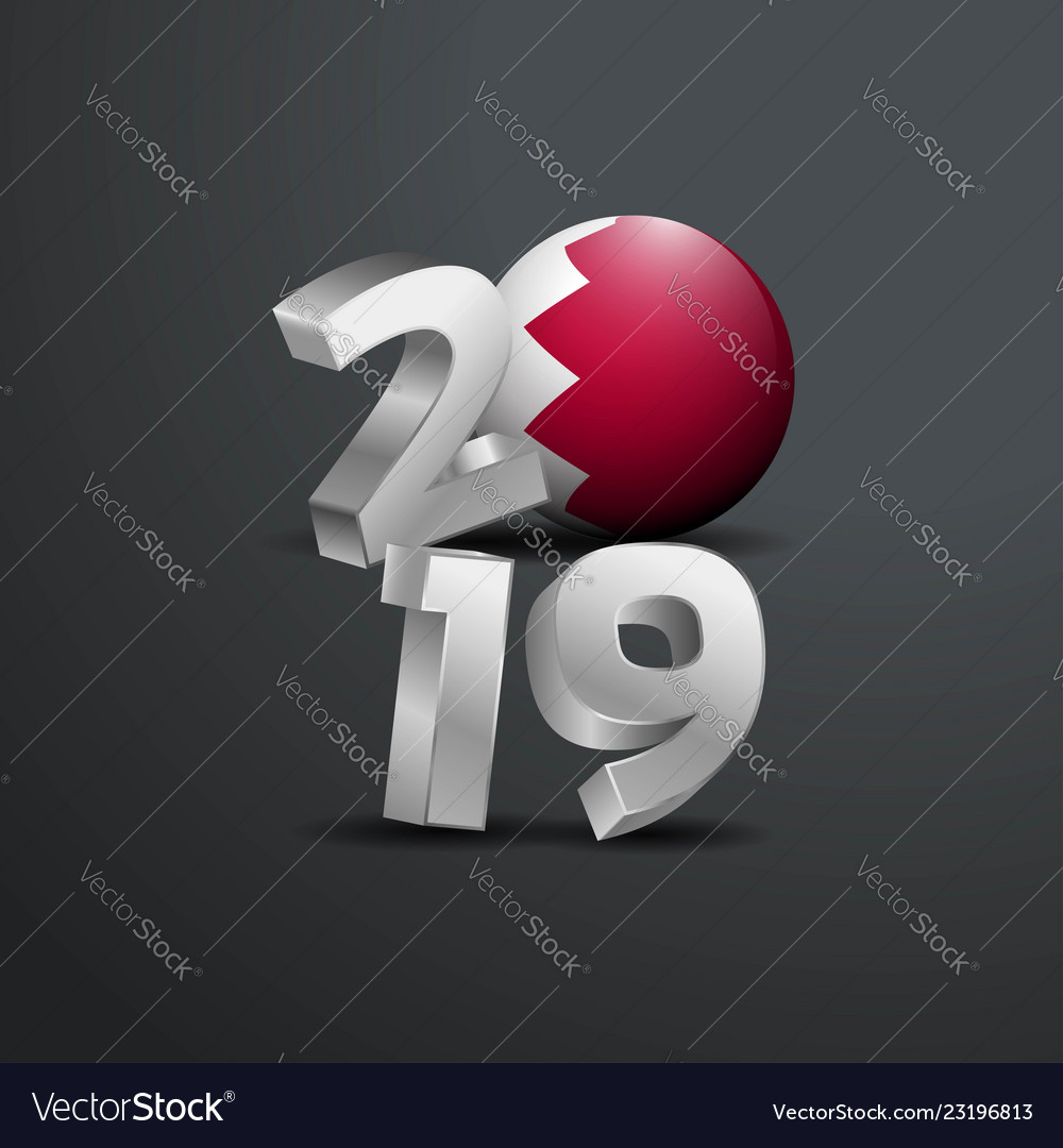 2019 grau typographie mit bahrain flag happy new