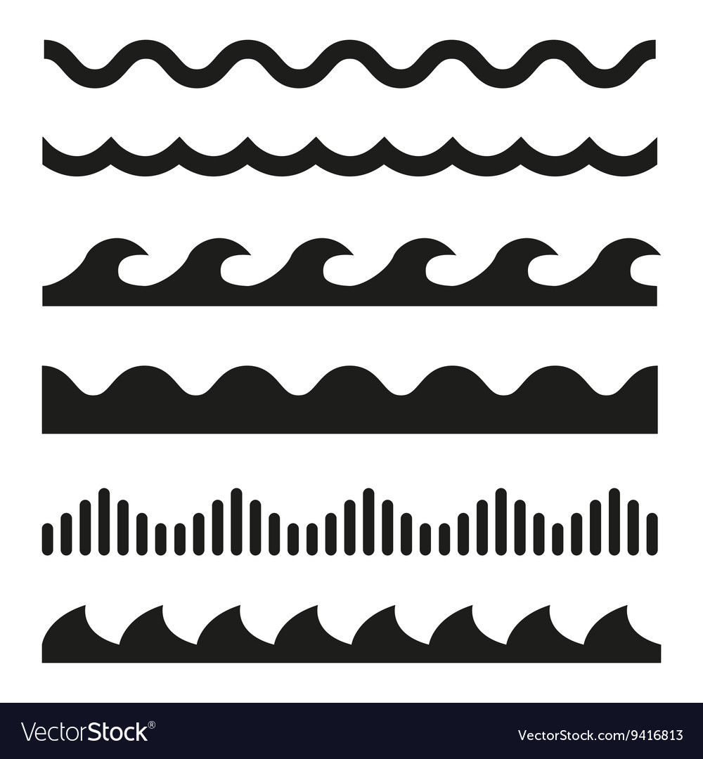 Black wave icons set Royalty Free Vector Image