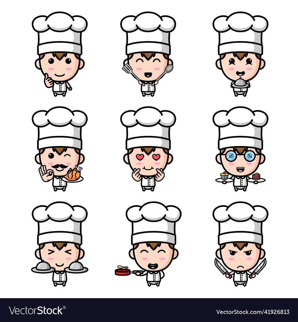 Cute chef boy in the kitchen of mascot bundle