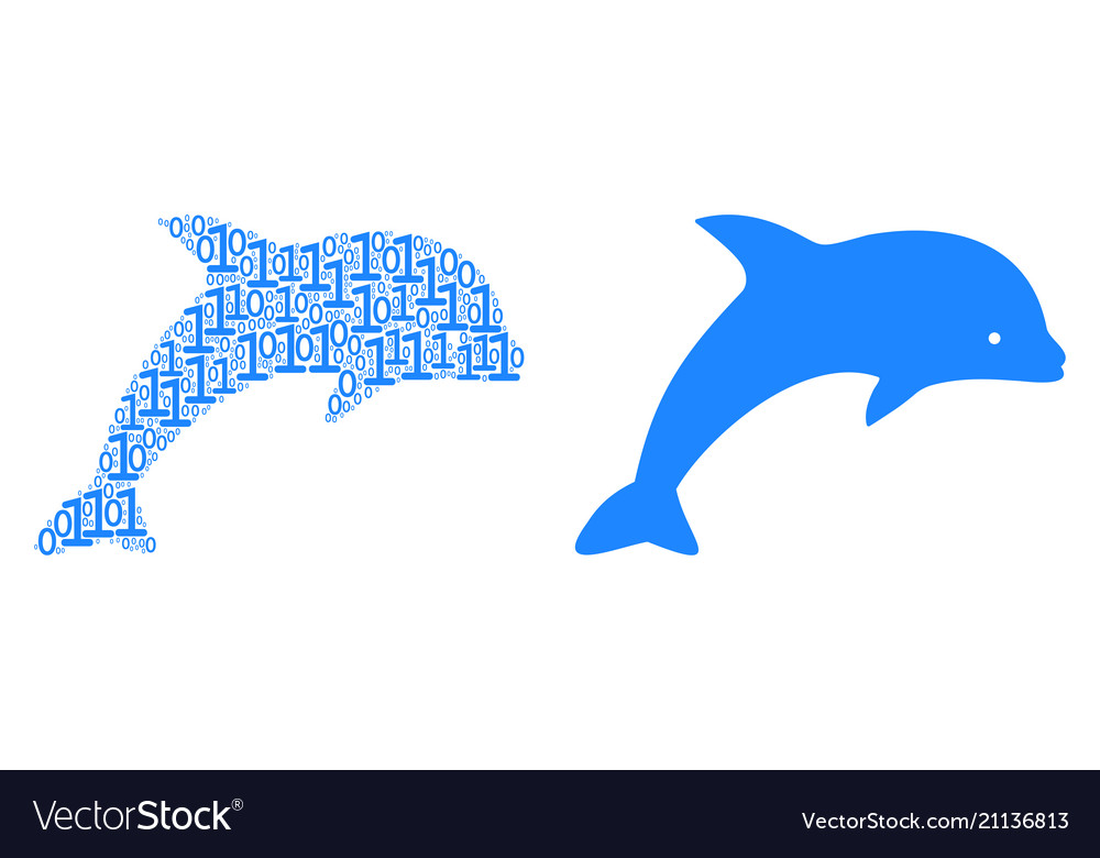 Dolphin collage of binary digits