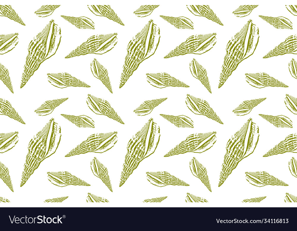 Doodle shellfish seamless pattern isolated