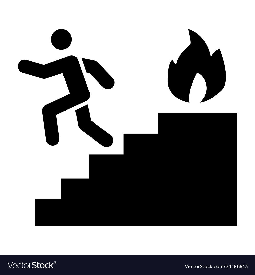 Emergency exit and ladder solid icon fire